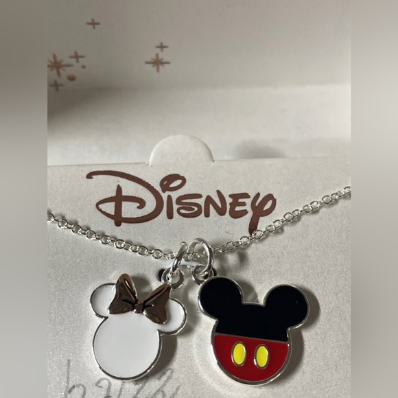 NIB ♥️🖤 DISNEY MADE FOR EACH OTHER MICKEY & MINNIE MOUSE HEAD NECKLACE - Picture 4 of 7